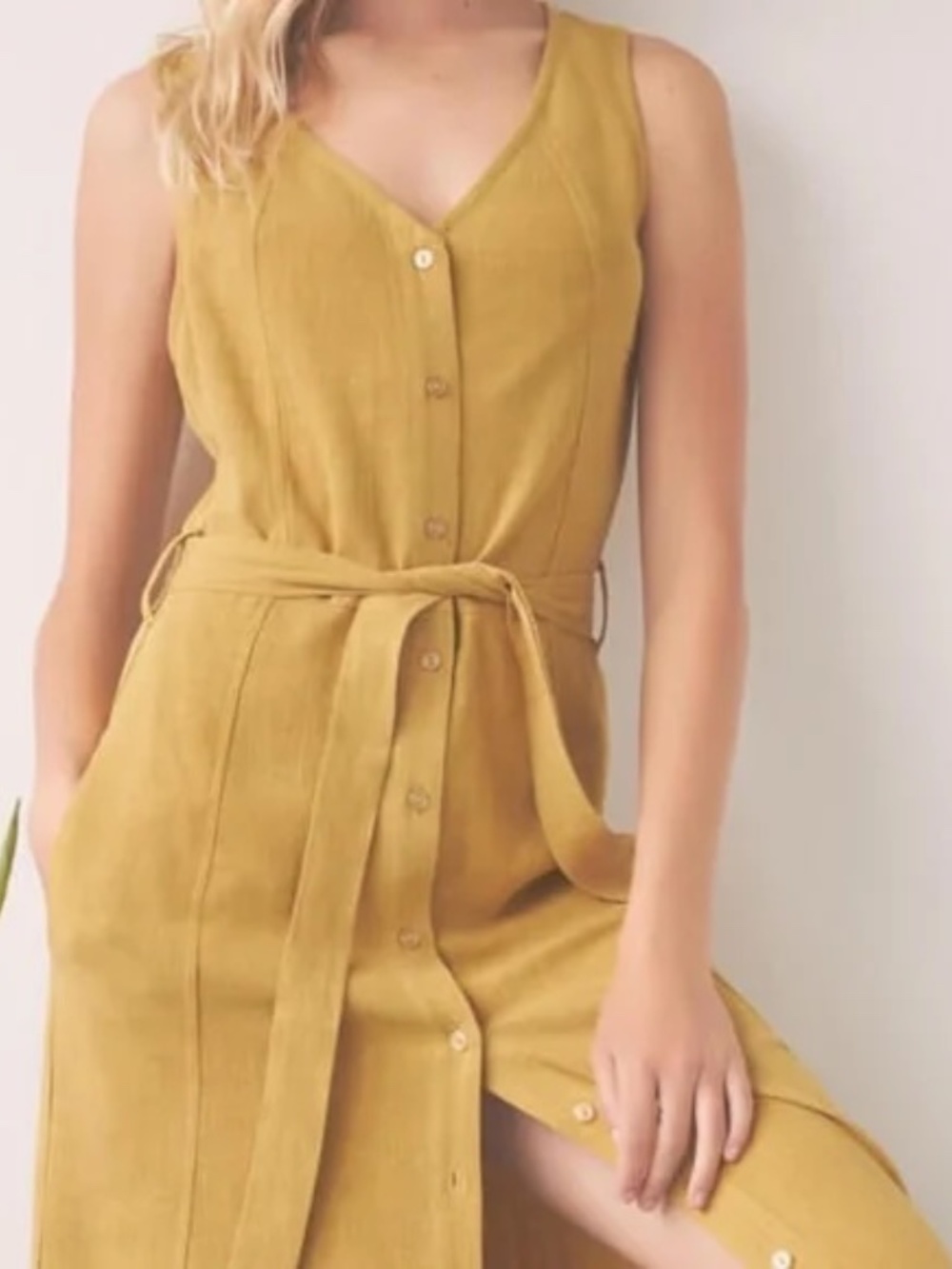 Eve Gravel Utopia Dress- saffron, linen, brand-new with tags, size Small
